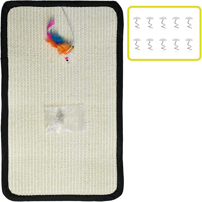 2 Pcs Sisal Mat Cat Scratch Furniture Protector, Adhesive or Non-Marking Nails Couch Protector From Claws, Anti Scratcher for Cats (Large Size)