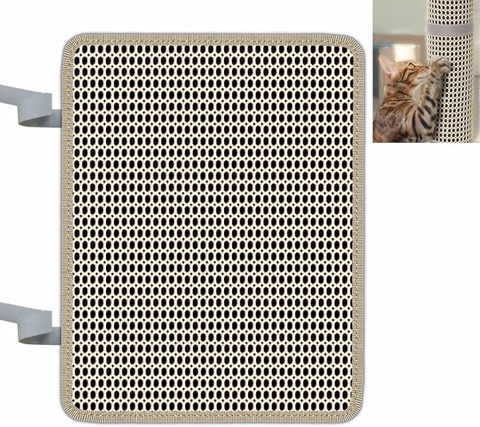 Cat Nail File Scratcher- Cat Scratch Pad with 80-Grit Aluminum Oxide, Wrap-Around Design for Cat Trees and Posts, Scratch Mat is Ideal for Trimming Cat Nails (14.81"x11.12")