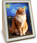 Cardboard Cat Scratcher, [Van Gogh Inspiration] Oil Painting Cat Scratching Board with Frame, Recycled Cat Scratch Pad for Indoor Cats, Cat Bed with Vintage Art Picture, Starry Night