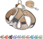 AIITLE Tiny Dog Harness - Lightweight Mesh Step-in Vest for Puppy, Reflective & Escape-Proof Design with High-Stick Magic Tape - Indoor/Outdoor Use for Chihuahua, Maltese, Shih Tzu(Brown-Beige, XXXS)