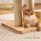Modern Solid Wood Cat Tree for Indoor Cats Large Adult, 50in Tall Cat Tower with Sisal Scratching Posts, Cat Scratcher Cardboard, Cozy Cat Beds Cave Condo, Multi-Level Cat Furniture