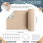 Abbylike 2 Pcs Cat Scratch Furniture Protector 118 x 15.8 in Trimmable Self-Adhesive Couch Protector Cat Scratcher Mat DIY Anti Scratch Pad Covering Climb Mat for Towers Replacement Pad(Khaki)