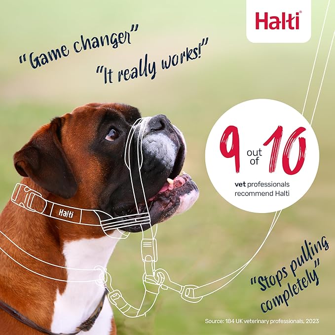 Halti Optifit Headcollar & Halti Training Leash Size Large, Black Combination Pack - Stop Your Dog Pulling on the Leash. Adjustable with Padded Nose Band. Suitable for Large Dogs