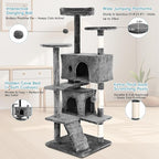 Cat Climbing Tower, Cat Jumping Platform Space Saving Cat Condo Pet Play House for Indoor Cats, 54", Ashy