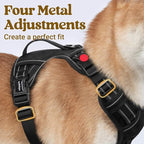 rabbitgoo Dog Harness for Large Dogs, No Pull Pet Harness with Soft Padded Handle, Adjustable Reflective Vest with 3 Buckles, Easy Walking Harness with 2 Leash Clips, Black, XL