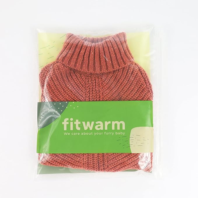 Fitwarm Thermal Knitted Dog Sweater Doggy Winter Coat Pet Clothes Doggie Turtleneck Jacket Puppy Outfits Cat Sweatsuit Red Medium