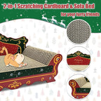 Luxury Cardboard Cat Scratcher Sofa Bed, Couch Shaped Scratching Board, Scratch Lounge with Catnip, Scratcher for Indoor Cats Large (Red)