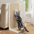Cardboard Cat Scratcher, 23" L-Shaped Scratch Pad, Vertical Wall-Leaning Scratching Board to Protect Furniture for Indoor Cats, White