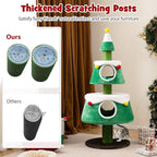 Tangkula Cat Christmas Tree, 60 Inch Cat Tower with Sisal Scratching Posts, 2 Condos with Removable Soft Cushions, Cute Star-Shaped Spring Toy, Holiday Cat Tree for Indoor Cats