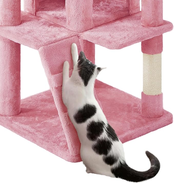 Topeakmart 70in Cat Tree, Multi-Level Cat Tower with Scratching Post Dangling Ball and Condos Cat Furniture for Indoor Cats, Pink
