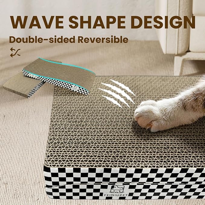 Cat Scratching Board, 2 Packs Corrugate Cat Scratcher for Indoor Cats, Cat Scratch Pad with Double-Sided Usability