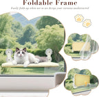 Cat Window Perch Hammock - Foldable Cordless with 4 Suction Cups for Indoor Cats, Space Saving Design,Reversible Cover with Two Different Kinds of Fabrics,40Lbs Load Capacity (60CM)