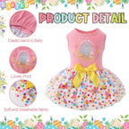 Abbylike 3 Pcs Seasonal Dog Outfits Easter Summer 4th of July Pet Costume Cotton Holiday Puppy Dress Lightweight Pet Apparel with Bowknot for Large Medium Dog Clothing, XX-Small