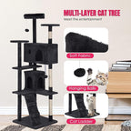 24/7 Shop at Home Court 70 inch Multi-Level Cute Cat Tree Tower with Dangling Ball and Scratching Posts for Indoor Cats Adults, Kitten Supplies, Pet House, Dark Gray