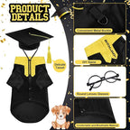 5 Pcs Dog Graduation Costume Set Include 2026 Pet Graduation Gown with Stole Puppy Grad Cap Lensless Glasses DIY Letter Stickers for Dogs Cats Holiday Costume Accessory(Black Yellow,XXL)