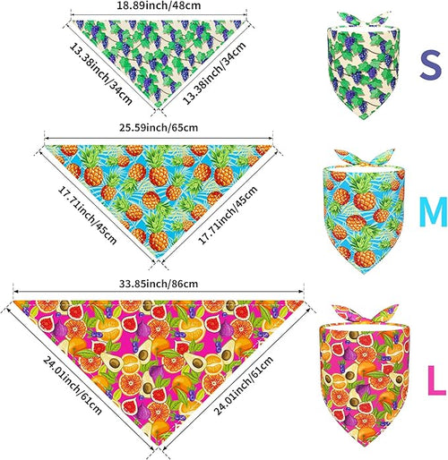 10PCS Dog Bandanas Summer Fruit for Medium Breed Dog Pink Purple Yellow Blue Kerchief Triangle Bibs Head Scarves for Boys and Girls Grooming Costume