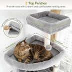 Globlazer Heavy Duty Cat Tree, 83 Inch Giant Cat Tower with 7 Scratching Posts, Multi-Level Large Cat Condo for Indoor Cats Large Adult, 2 Perchs, 3 Sturdy Hanging Baskets, Cat Toys, F83C, Light Grey