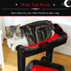 PEQULTI Cat Tree Gothic Cat Tower for Indoor Cats with Private Cozy Cat Condo, Natural Sisal Scratching Posts and Plush Pom-pom for Small Cats Black