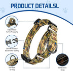 Kazazoo Reflective Martingale Collar for Dogs with Quick Release Buckle Adjustable Soft Durable Dog Collar for Small Medium Large No Pull Training Dog Collars-Camo S