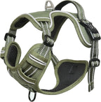 HEELE Dog Harness, No Pull Adjustable Padded Reflective Harness for Small Medium Large Dogs with Handle for Walking Training, Green, M