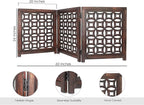 Wooden Foldable Pet Dog Safety Gate -3 Panels 20"Wx24"H- Hand Carved Solid Wood And MDF - Free Standing Portable Indoor Doorway Hall Stairs Dog Puppy Fence - Fully Assembled - Antique Brown -IRONGATE