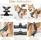 rabbitgoo Dog Harness No Pull with 2 Leash Clips, Adjustable Soft Padded, Reflective Oxford No Choke Pet Vest with Easy Control Handle for Small Dogs, Beige, S
