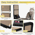 Cat Scratcher Cat Scratch Pad L Shape Wall Mounted Dual Use (Vert/Horiz) Kitten Bunifa Scratching Card Board Vertical Post with Ball Toys Feathers,Protecting Furniture Core is Replaceable Large Black