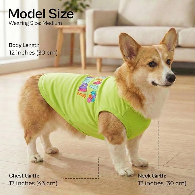 Parisian Pet Dog Shirt – 100% Cotton Shirts for Medium Dogs – Sleeveless Puppy Clothes – Lightweight Party Animal Dog Apparel – Breathable Dogs Clothes - Stretchy Pet T Shirts