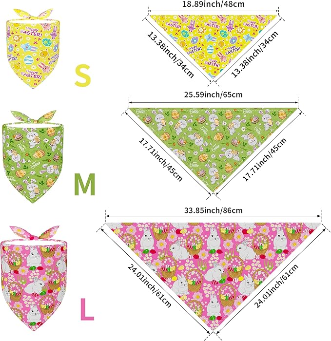 10PCS Easter Dog Bandanas for Large XL XXL Breed Dogs Triangle Bibs Scarves Boys and Girls Grooming Accessories
