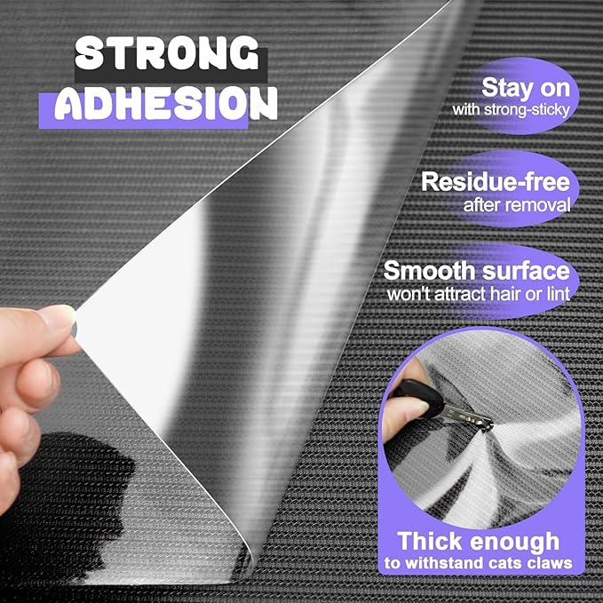 [Thicken Vinyl] Cat Scratch Furniture Protector, 162"x15" Couch Protector from Cat Claws, Single-Sided Sticky Anti Scratch Furniture Protector,Extended Size Protects More Furniture+50 Fixing