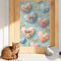 Nuxovilar Cat Scratching Mat 15.3x23.6 Inches Polyester Synthetic Fiber, Floral Hearts & Butterflies Print, wall cat Scratcher, Scratch pad, Home Decor, Bedroom, Living Room (2pcs)