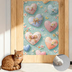 Nuxovilar Cat Scratching Mat 15.3x23.6 Inches Polyester Synthetic Fiber, Floral Hearts & Butterflies Print, wall cat Scratcher, Scratch pad, Home Decor, Bedroom, Living Room (2pcs)