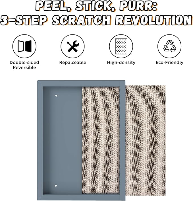 COZIWOW Cat Scratch Pad, Art Cat Wall Scratcher, Vertical Wall-Mounted Cat Scratching Board with Box for Indoor Cats Toy Furniture Protector, 7 PCS