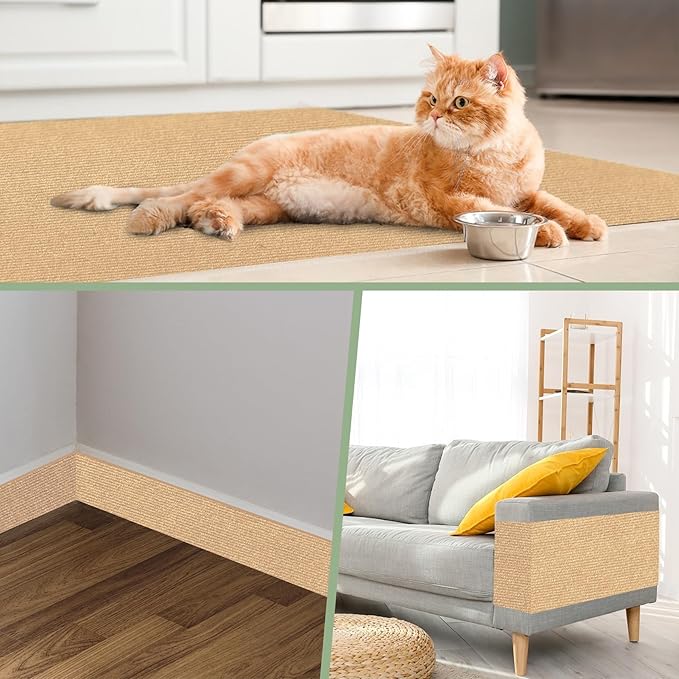 Cat Scratch Furniture Protector 78.7"x15.8" - Adhesive & Trimmable Cat Scratch Protection Mat to Shield Sofa, Couch, Wall, Cat Tree Post from Claws
