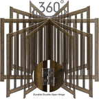 LZRS 2-Panel Wooden Free Standing Foldable Dog Gate Indoor – Solid Hardwood 24" High, Step-Over Safety Pet Gate for Doorways, Stairs & Small Spaces - Indoor Use, Walnut