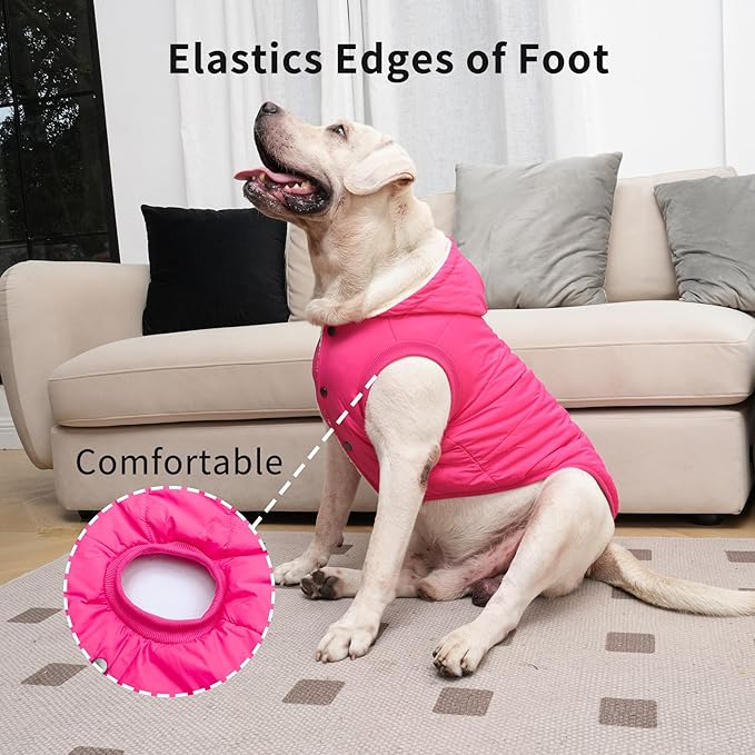 Fleece Lining Extra Warm Dog Hoodie in Winter for Small Dogs Jacket Puppy Coats with Hooded Pink M