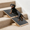 Dog Ramp for Stairs 2 Pack - Adjustable Wooden Stair Wedges for Small Dogs, Foldable Indoor Dog Stair Ramp with Triangular Support and Non-Slip Pads for Senior and Short-Legged Pets