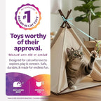 SmartyKat Kitty Camp Crinkle Cat Tent Hideaway, Collapsible Tent with Detachable Feather Toy for Privacy & Play for Cats & Kittens, Beige, One Size