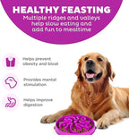 Outward Hound Fun Feeder Slo Bowl – Large 4‑Cup Capacity, Slow Feeding, Medium to Large Dogs, Non‑Slip, Purple, Flower Pattern