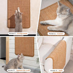 CHEERPALS Sisal Cat Scratcher Mat for Indoor Cats, 23.6 X 15.7 Inch Natural Sisal Fabric Scratching Pad Horizontal Scratch Rug with Sticky Tapes, Protect Couch, Wall and Carpets (Brown)