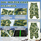 ROZKITCH Great Dane Clothes Dog Winter Coat Soft Fleece Pullover Pajamas, Pet Windproof Warm Cold Weather Jacket Vest with Luminous Zipper, Jumpsuit Apparel Outfit Clothes for Giant Dog Camo 3XL