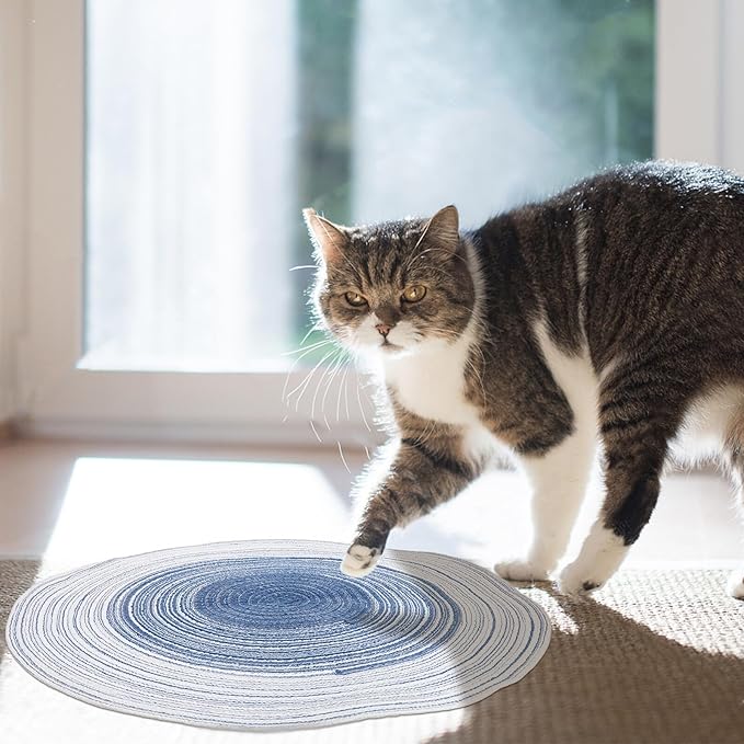 DOITOOL 2pcs Indoor Cat Scratching Pads Cotton Rope Kitten Claw Grinding Mat Reusable Scratch Board for Summer Use
