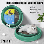 Cat Scratcher Toy Ball Track for Indoor Cats,Round Interactive Scratching Board Exercise Set for Bored Indoor Adult and Kitten Mental & Physical Stimulation(Green)