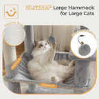 72” Cat Tree for Large Cats Big Cat Tower with Enlarged Hammock 21.6x17.7” Spacious Cats Condo House and Roomy Top Bed and Multiple Scratch Posts for Indoor Adult Cats (Grey, XLarge-72)