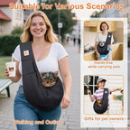 Tomkas Small Dog Sling Carrier - Zipper Pocket & Classic Strap - for 3-10 lbs Pets(Black)