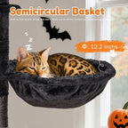 Cat Tree,Cat Tower for Indoor Cats,49-Inch Corner Cat Condo with Scratching Post,Tunnel,Basket,Plush Perch,Gothic Kitten Tree for Climbing,Exercise,Hidden,Black