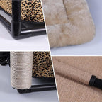 Goetland PVC Modern Cat Condo House Tree Medium Tower Bed Scratching Post Climber With Peek Hole and Dangling Ball for Kitty Indoors Leopard