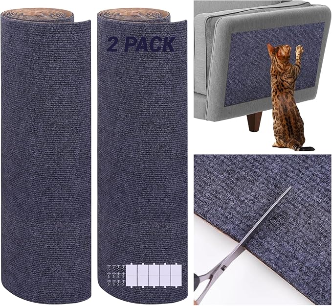 2 Pack Cat Scratch Furniture Protector Trimmable DIY Climbing Scratching for Indoor Couch Protector from Cat Claws, Walls and Tower Replacement (Grey, 15.7'' x 23.6'')