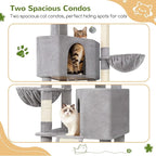 Globlazer Sturdy Cat Tree, 69-inch Large Cat Tower for Indoor Adult Cats 20 lbs Heavy Duty Cat Tree for Big Cats with Large Platform, 6 Scratching Post,Sisal Scratching Board, S69B, Light Gray