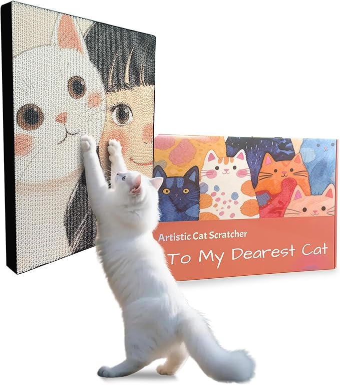 Art Cat Scratching Pad,Wall Scratcher for Indoor Cats - 16.54x11.81x1.18 Inches, Double-Sided Use, Cat Cardboard Scratcher Fits All Breeds & Sizes, Easy to Install,Cat Gifts